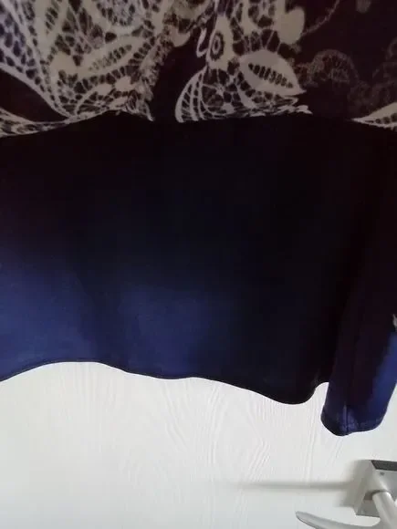 Womens Blouse Size 28 Navy And White Double Layer dress up or down - Picture 6 of 15